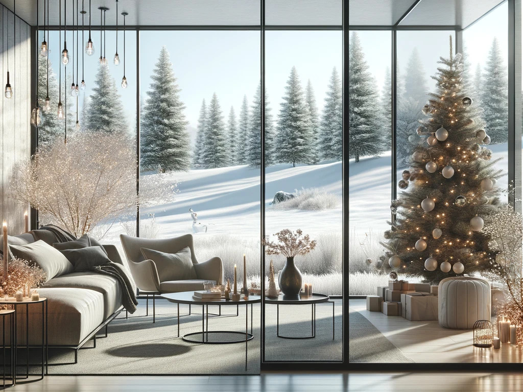 Modernes helles Weihnachtszimmer
